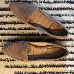 Taupe Suede Pointed Flats